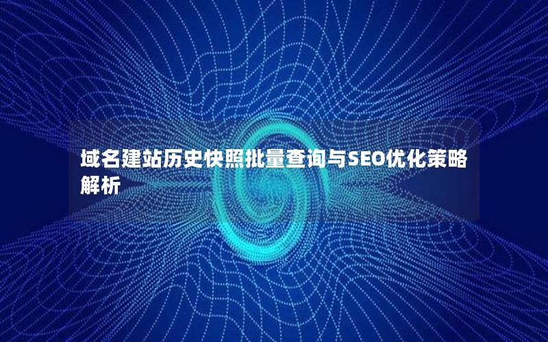 域名建站历史快照批量查询与SEO优化策略解析