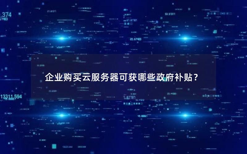 企业购买云服务器可获哪些政府补贴？