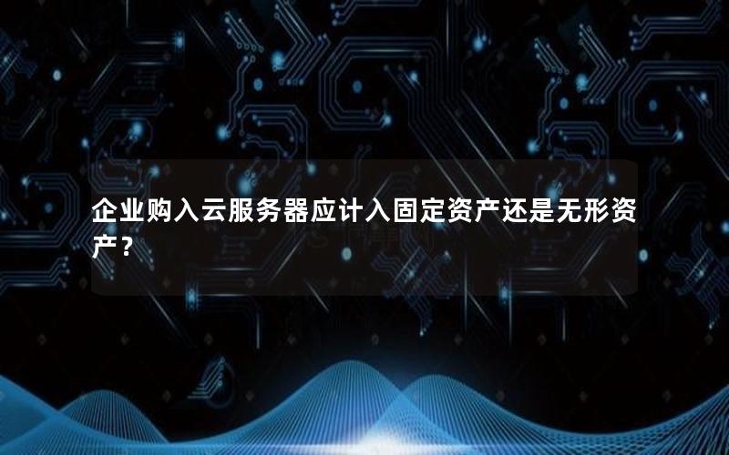 企业购入云服务器应计入固定资产还是无形资产？