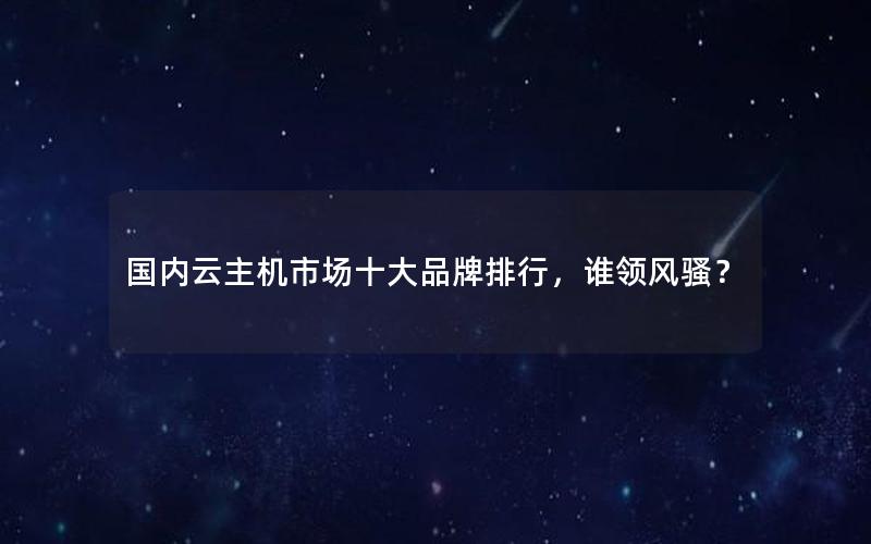 国内云主机市场十大品牌排行，谁领风骚？