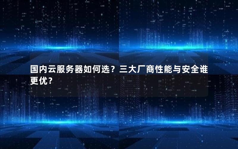 国内云服务器如何选？三大厂商性能与安全谁更优？