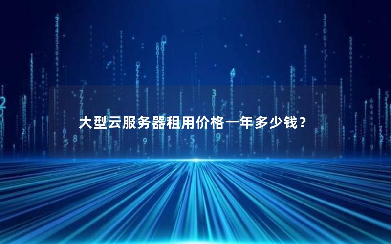 大型云服务器租用价格一年多少钱？