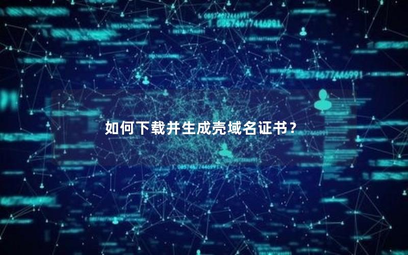 如何下载并生成壳域名证书？