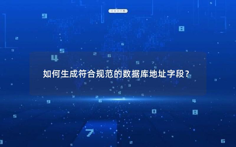 如何生成符合规范的数据库地址字段？