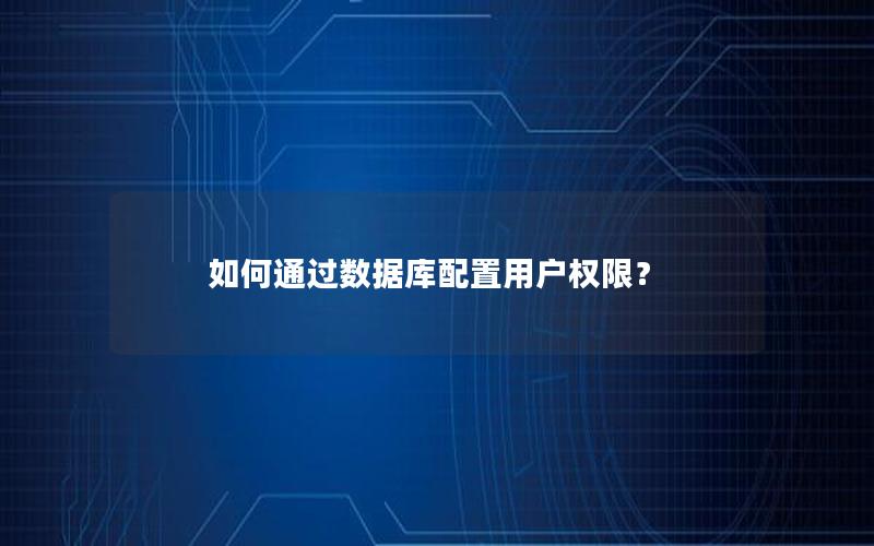 如何通过数据库配置用户权限？