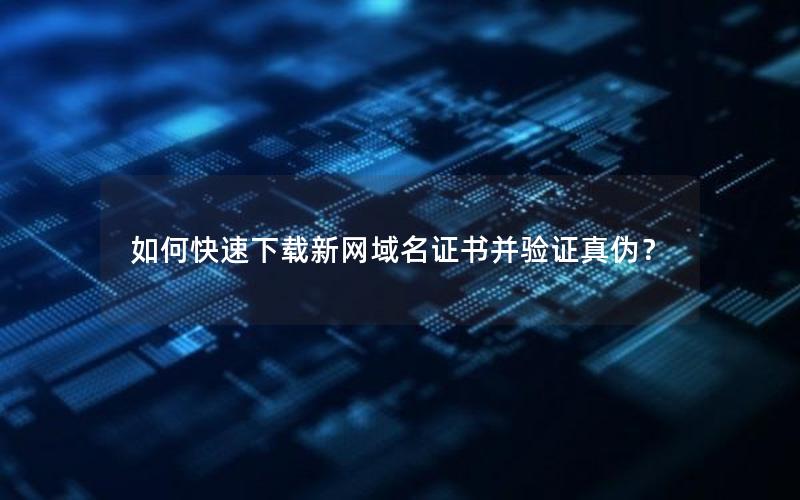 如何快速下载新网域名证书并验证真伪？