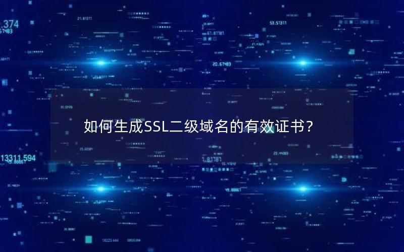 如何生成SSL二级域名的有效证书？