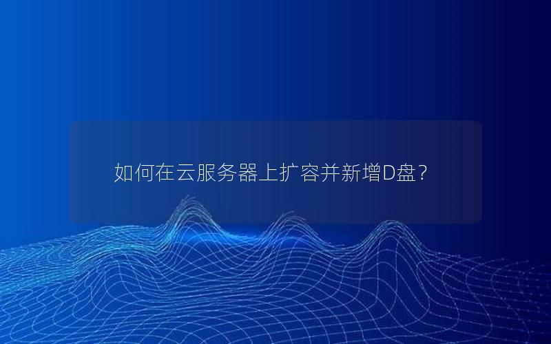 如何在云服务器上扩容并新增D盘？