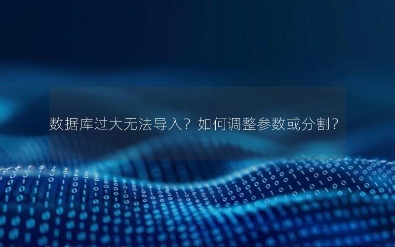 数据库过大无法导入？如何调整参数或分割？