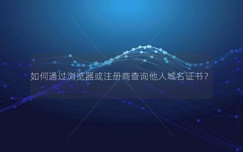 如何通过浏览器或注册商查询他人域名证书？