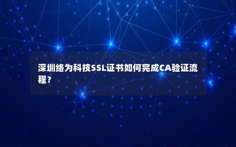 深圳络为科技SSL证书如何完成CA验证流程？