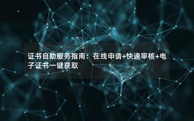 证书自助服务指南：在线申请+快速审核+电子证书一键获取