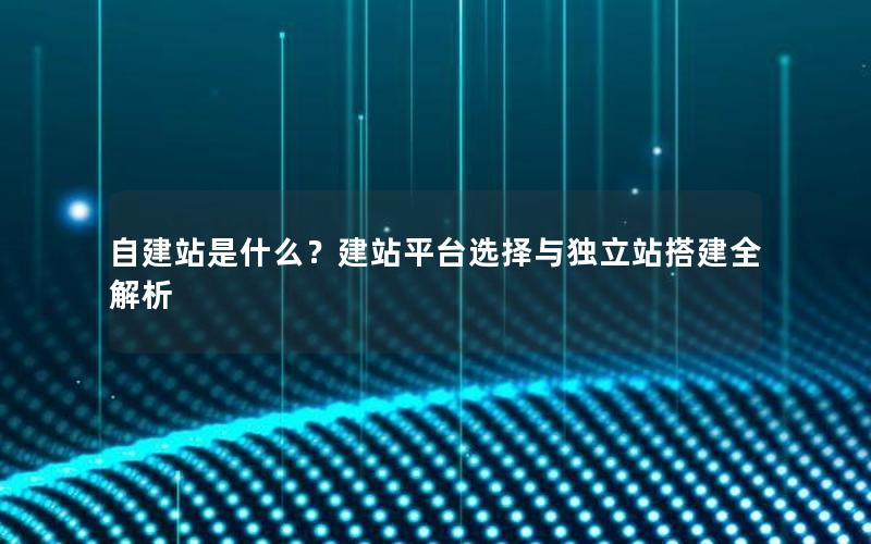 自建站是什么？建站平台选择与独立站搭建全解析