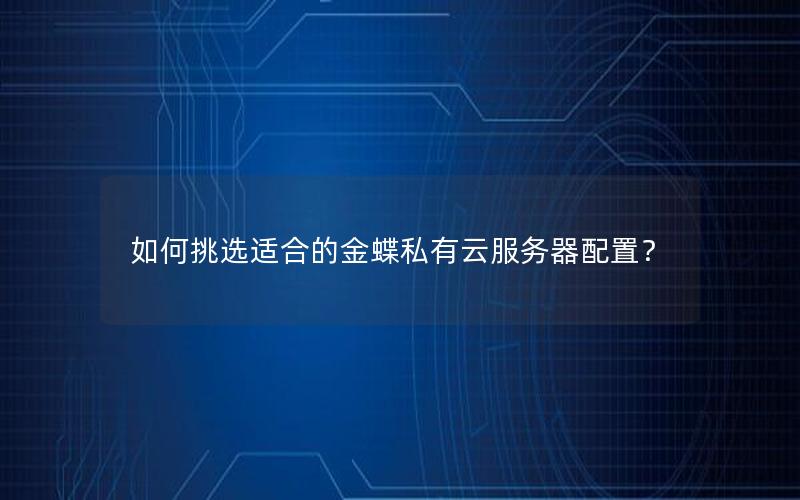 如何挑选适合的金蝶私有云服务器配置？