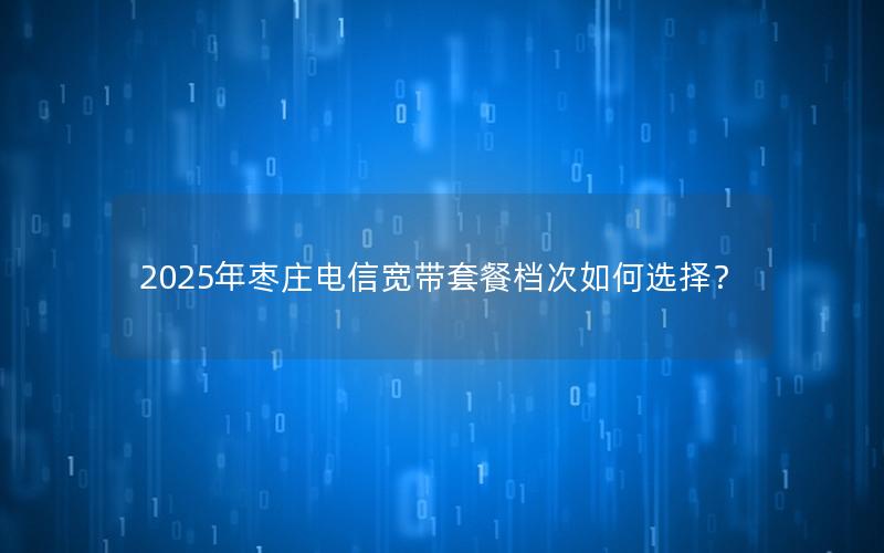 2025年枣庄电信宽带套餐档次如何选择？