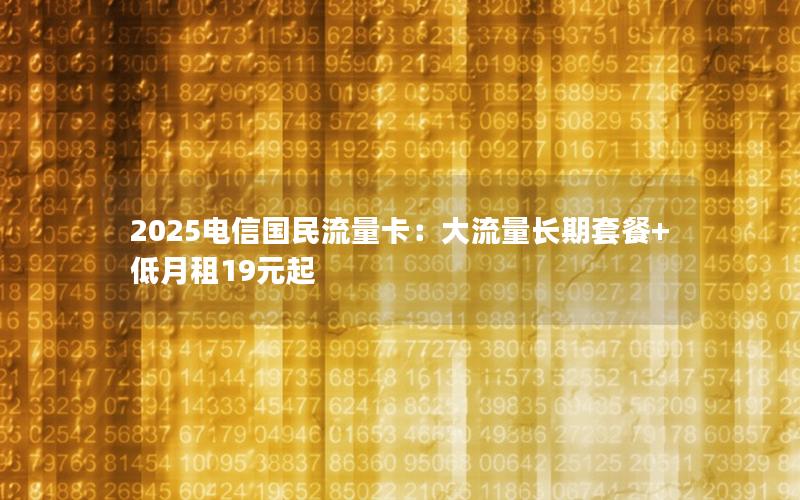 2025电信国民流量卡：大流量长期套餐+低月租19元起