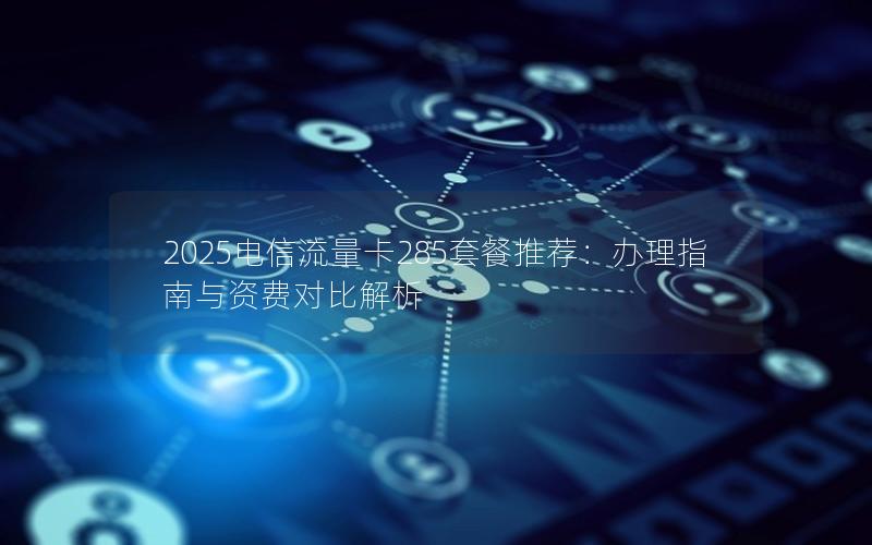 2025电信流量卡285套餐推荐：办理指南与资费对比解析