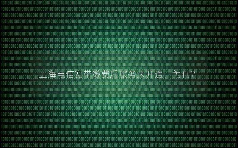 上海电信宽带缴费后服务未开通，为何？