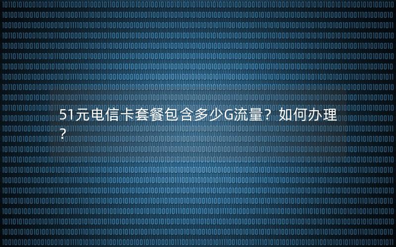 51元电信卡套餐包含多少G流量？如何办理？