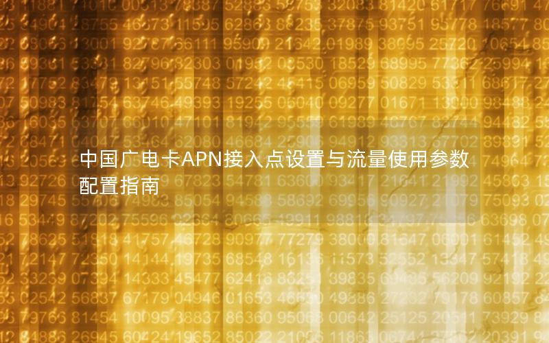 中国广电卡APN接入点设置与流量使用参数配置指南