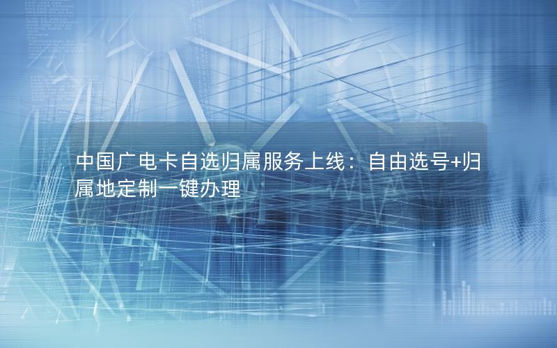 中国广电卡自选归属服务上线：自由选号+归属地定制一键办理