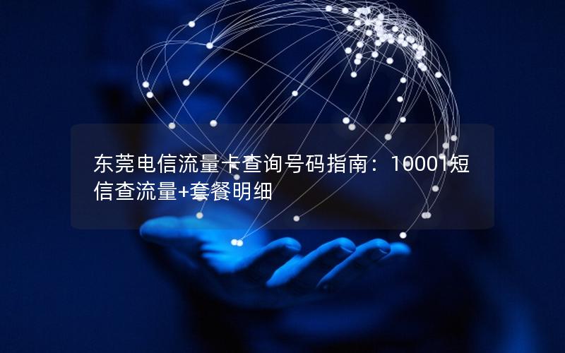 东莞电信流量卡查询号码指南：10001短信查流量+套餐明细