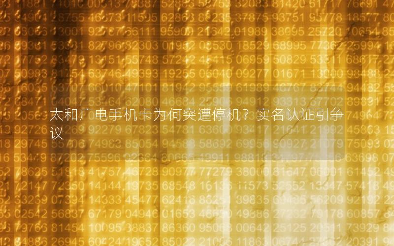 太和广电手机卡为何突遭停机？实名认证引争议