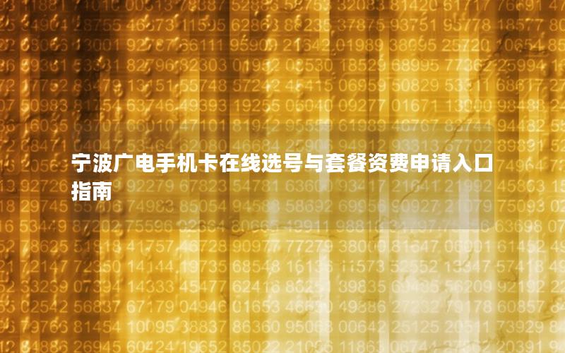 宁波广电手机卡在线选号与套餐资费申请入口指南