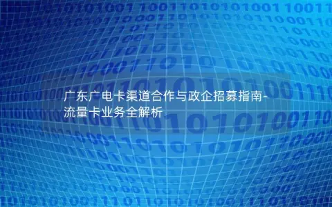 广东广电卡渠道合作与政企招募指南-流量卡业务全解析