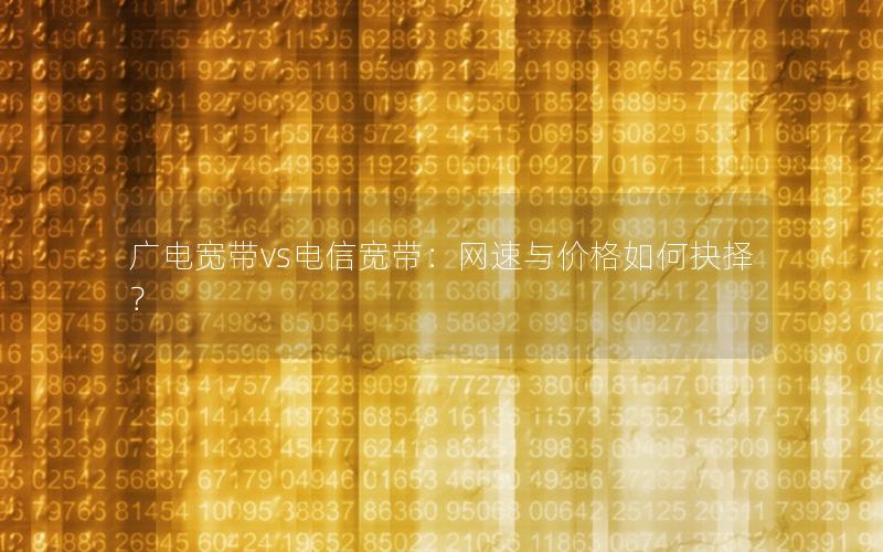 广电宽带vs电信宽带：网速与价格如何抉择？