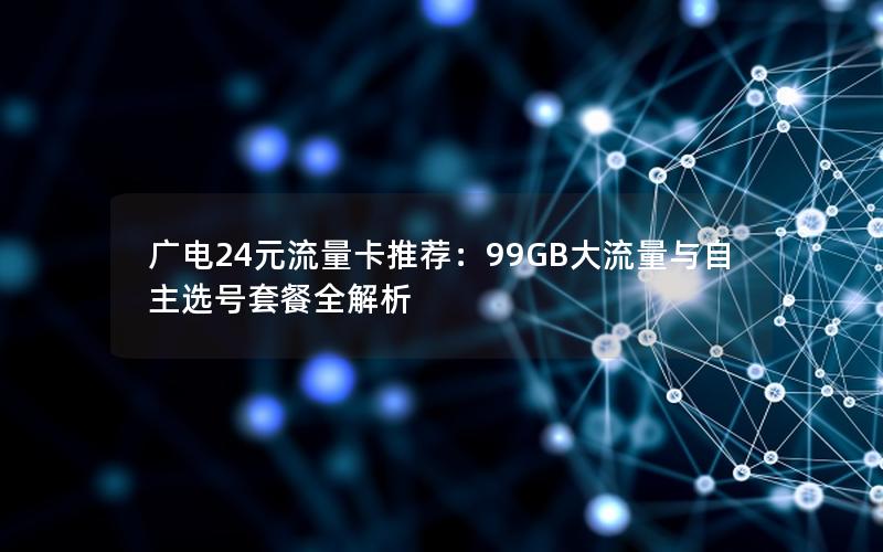 广电24元流量卡推荐：99GB大流量与自主选号套餐全解析