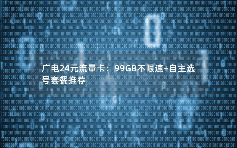 广电24元流量卡：99GB不限速+自主选号套餐推荐