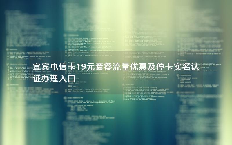 宜宾电信卡19元套餐流量优惠及停卡实名认证办理入口
