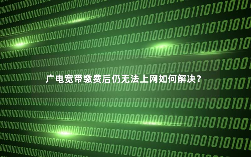 广电宽带缴费后仍无法上网如何解决？