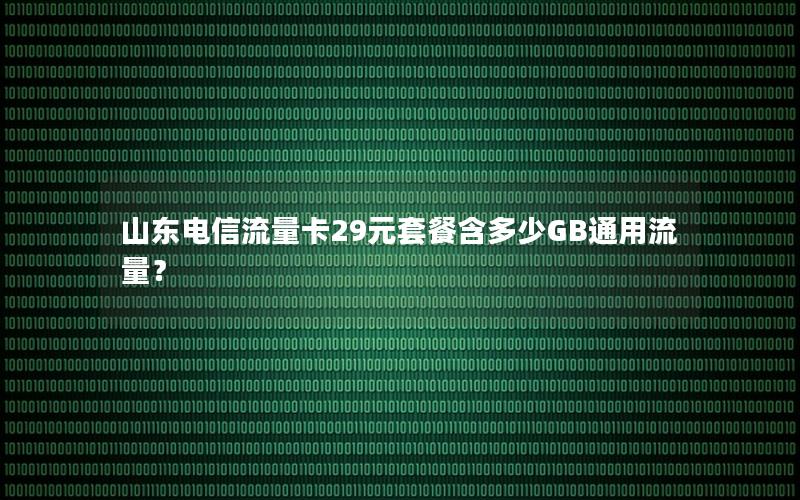 山东电信流量卡29元套餐含多少GB通用流量？
