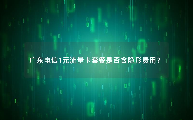 广东电信1元流量卡套餐是否含隐形费用？