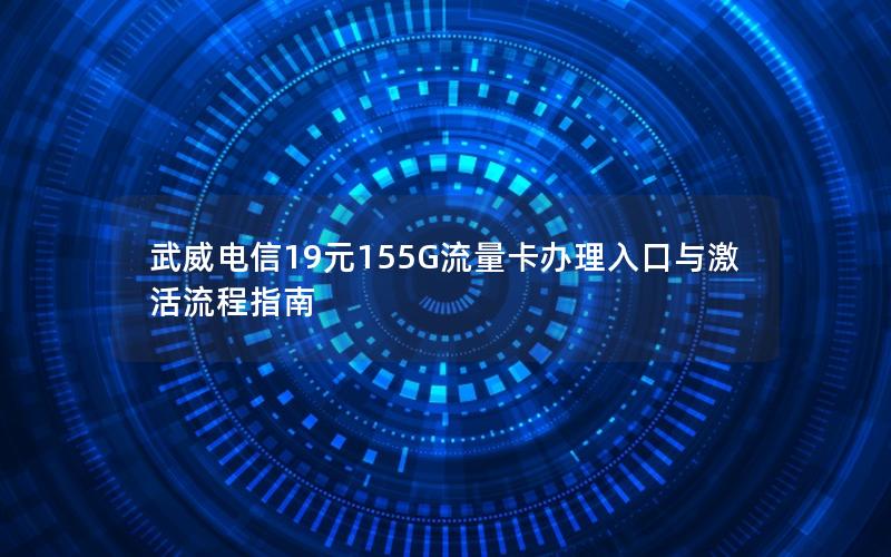 武威电信19元155G流量卡办理入口与激活流程指南