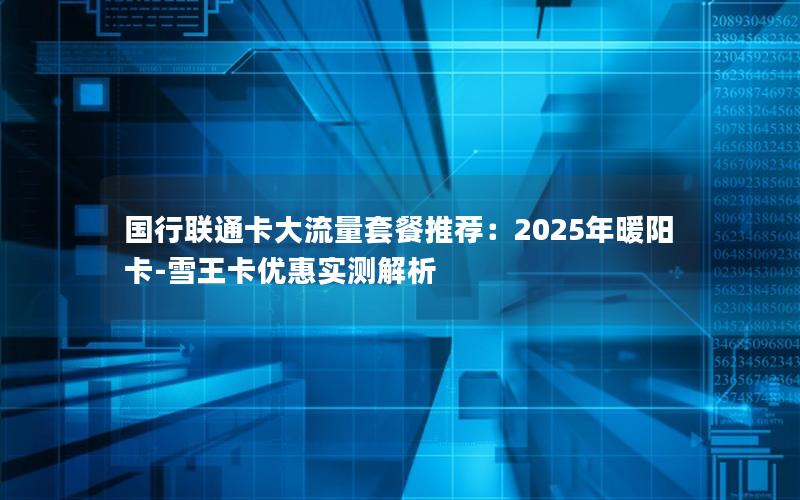 国行联通卡大流量套餐推荐：2025年暖阳卡-雪王卡优惠实测解析
