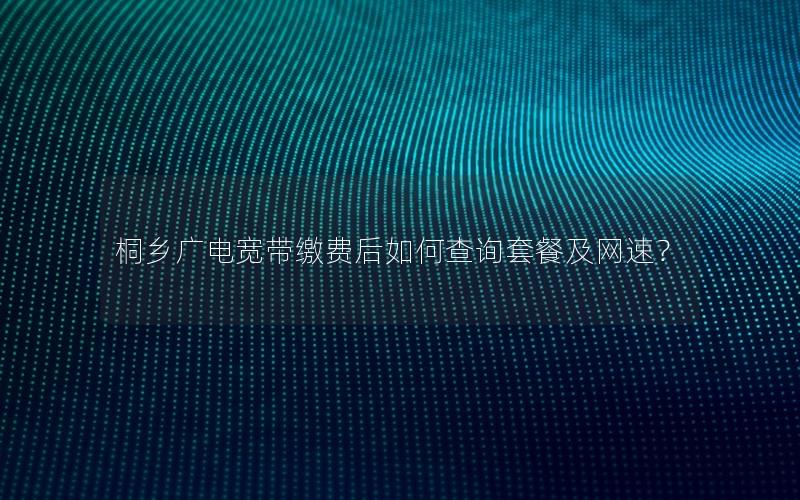 桐乡广电宽带缴费后如何查询套餐及网速？