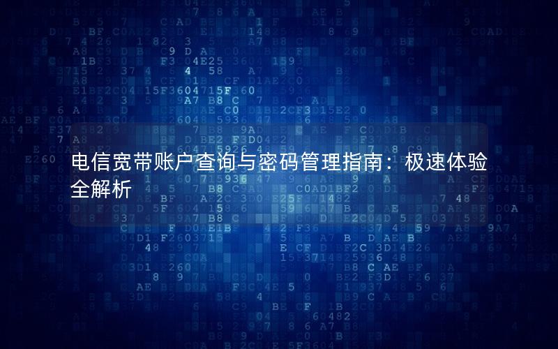 电信宽带账户查询与密码管理指南：极速体验全解析