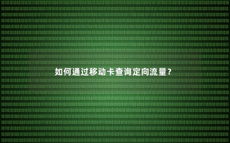 如何通过移动卡查询定向流量？