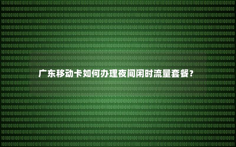 广东移动卡如何办理夜间闲时流量套餐？