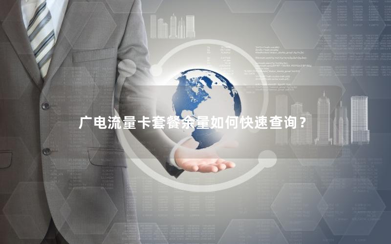 广电流量卡套餐余量如何快速查询？