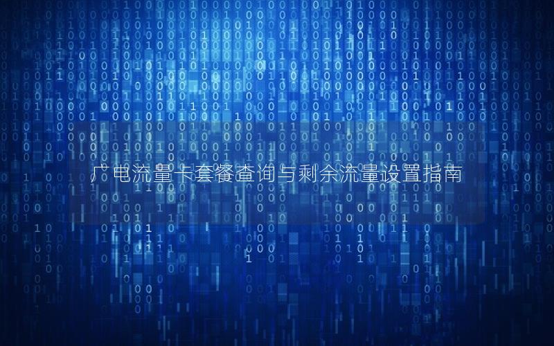 广电流量卡套餐查询与剩余流量设置指南