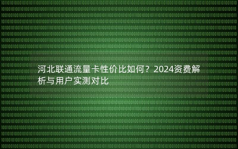 河北联通流量卡性价比如何？2024资费解析与用户实测对比