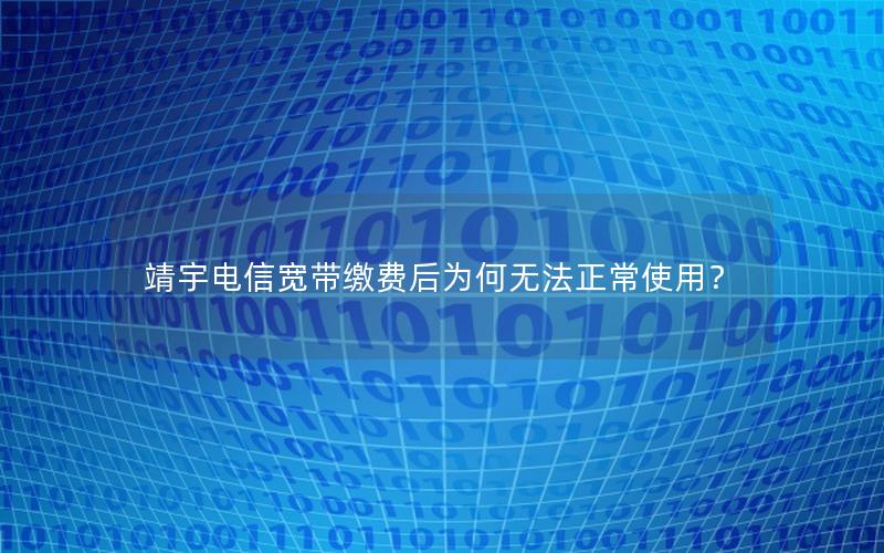 靖宇电信宽带缴费后为何无法正常使用？