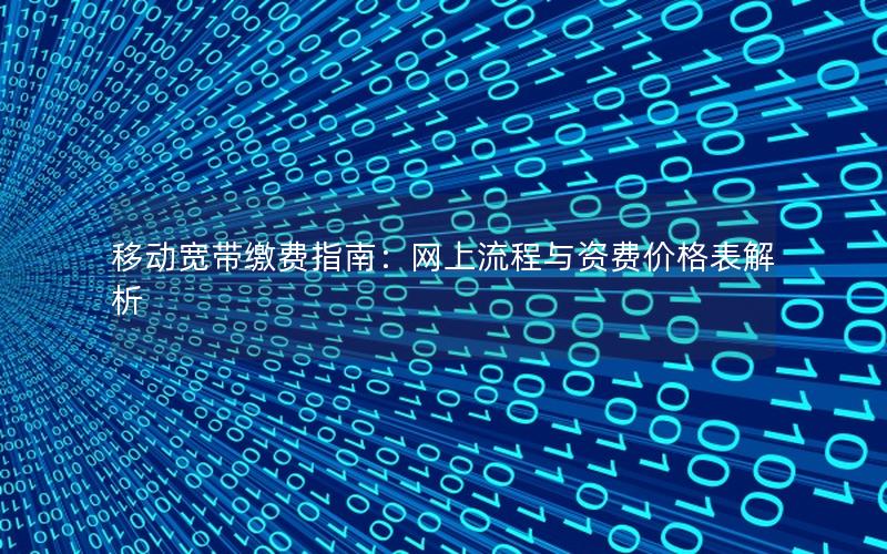 移动宽带缴费指南：网上流程与资费价格表解析
