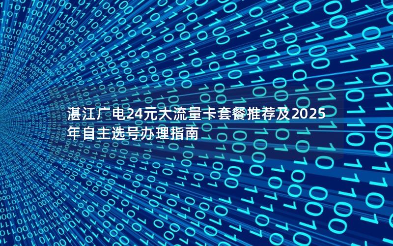 湛江广电24元大流量卡套餐推荐及2025年自主选号办理指南