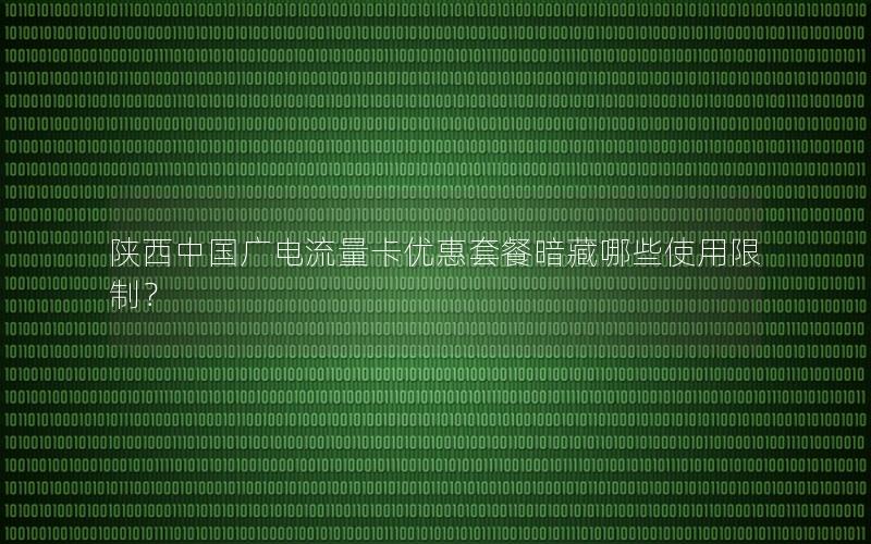 陕西中国广电流量卡优惠套餐暗藏哪些使用限制？