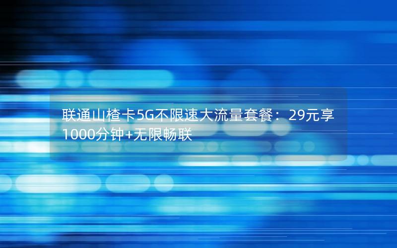 联通山楂卡5G不限速大流量套餐：29元享1000分钟+无限畅联